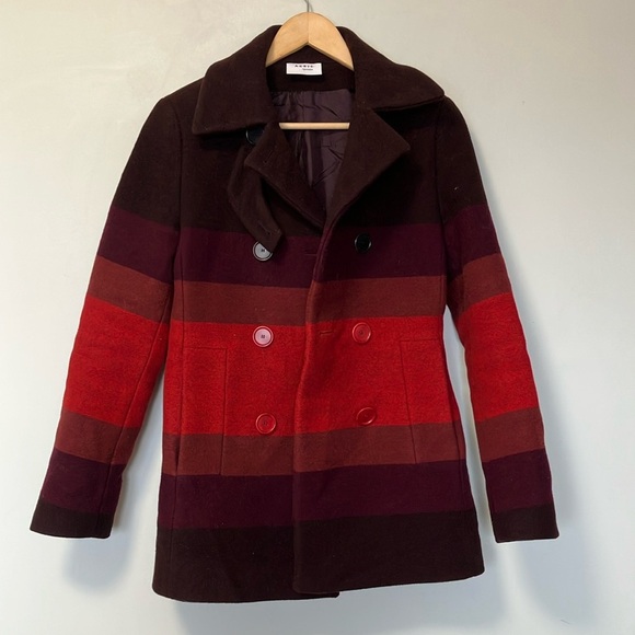 Akris Punto Colorful Striped Wool Double Breasted 
Coat Jacket - Picture 2 of 8